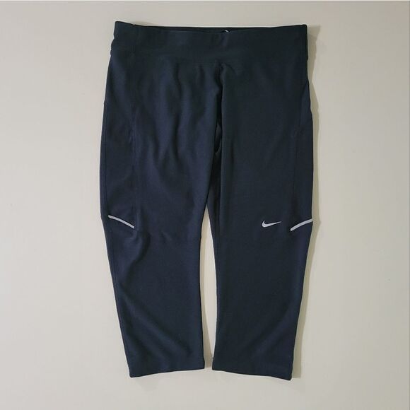 Nike Women's Black Dri-FIT Leggings Running Capris - Picture 1 of 15